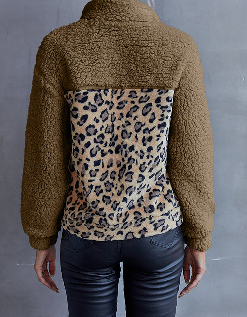 Load image into Gallery viewer, Ivy Lane Leopard Quarter-Snap Teddy Sweatshirt

