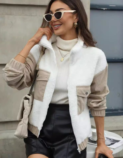 Load image into Gallery viewer, Contrast Zip Up Long Sleeve Jacket
