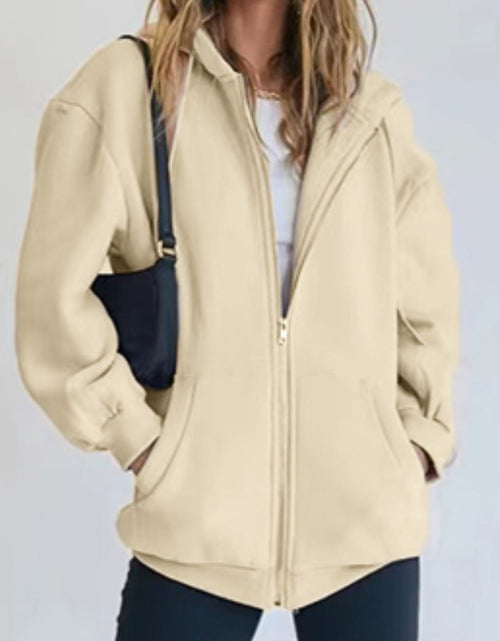 Load image into Gallery viewer, Zip-Up Drawstring Hoodie
