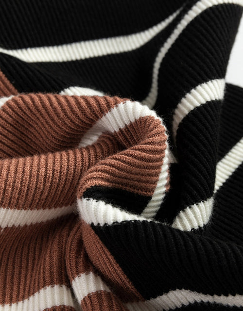 Load image into Gallery viewer, Striped Quarter Zip Cap Sleeve Sweater Dress
