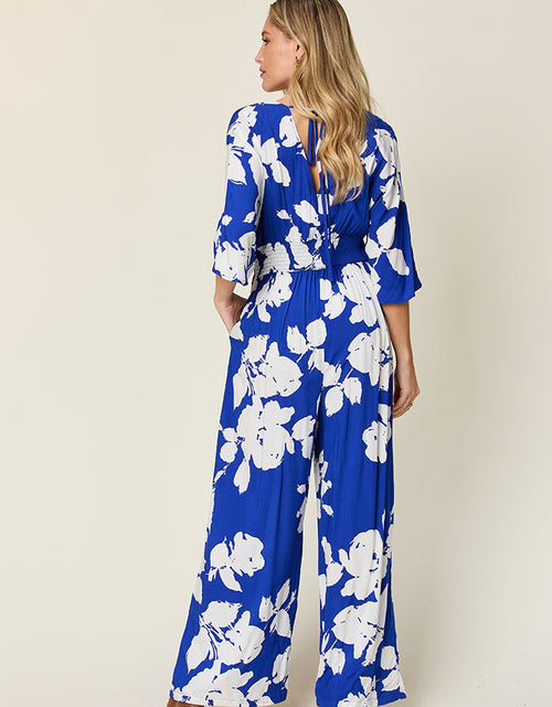 Load image into Gallery viewer, Double Take Full Size Printed Tie Back Wide Leg Jumpsuit

