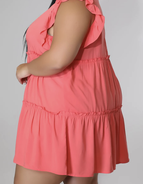 Load image into Gallery viewer, Plus Size V-Neck Frill Trim Mini Dress
