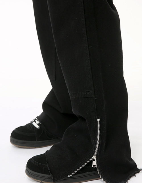 Load image into Gallery viewer, Men's Raw Hem Bootcut Jeans with Zip-Up Sides
