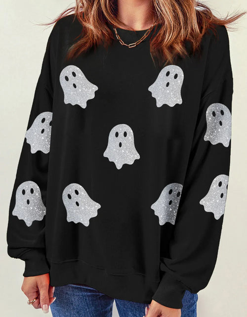 Load image into Gallery viewer, Glitter Round Neck Long Sleeve Sweatshirt
