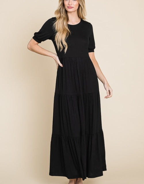 Load image into Gallery viewer, BOMBOM Short Sleeve Tiered Maxi Dress
