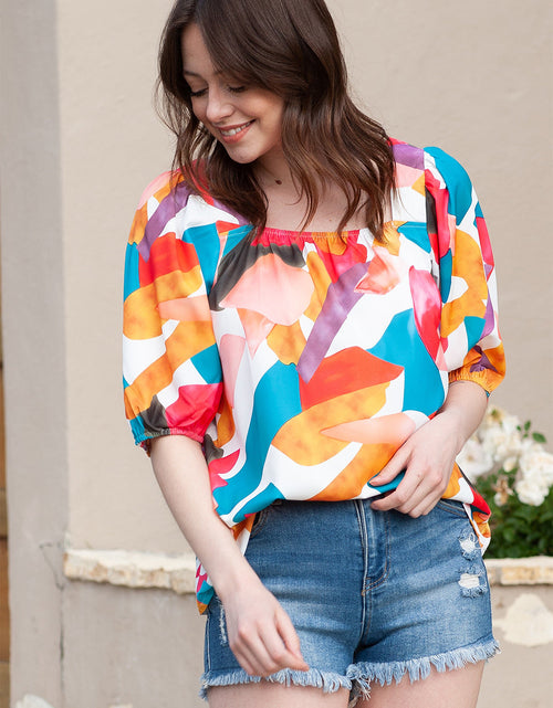 Load image into Gallery viewer, Printed Square Neck Half Sleeve Top
