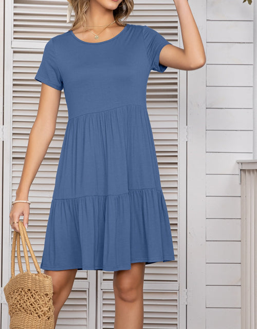 Load image into Gallery viewer, Round Neck Short Sleeve Mini Tee Dress
