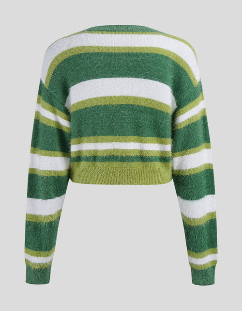 Load image into Gallery viewer, Striped Button Up Dropped Shoulder Cardigan
