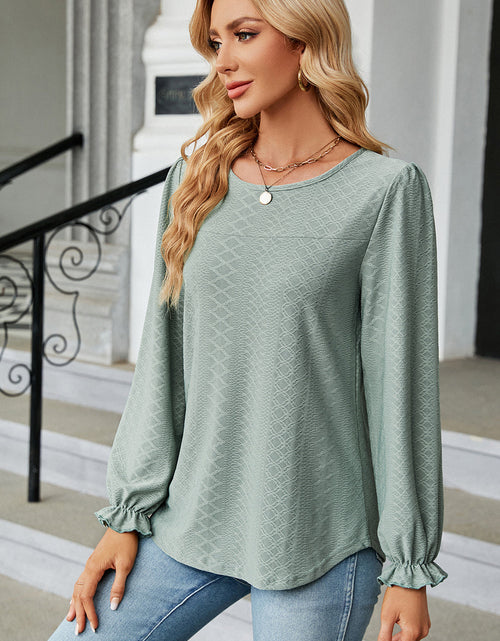 Load image into Gallery viewer, Round Neck Flounce Sleeve T-Shirt
