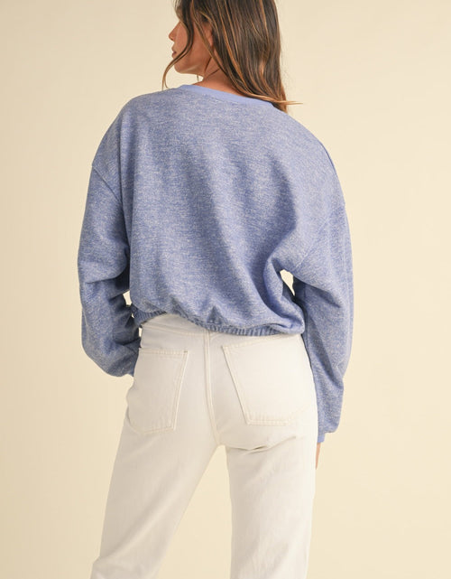 Load image into Gallery viewer, Mable Round Neck Letter Embroidery Crop Sweatshirt
