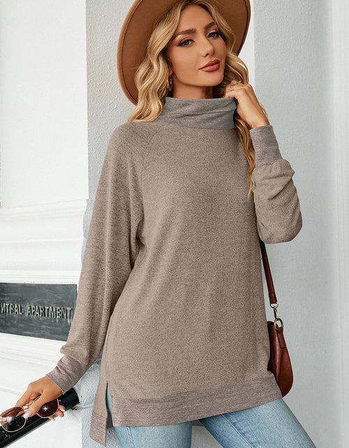 Load image into Gallery viewer, Slit Mock Neck Long Sleeve T-Shirt
