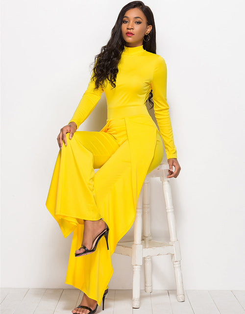 Load image into Gallery viewer, Long Sleeve Mock Neck Wide Leg Jumpsuit

