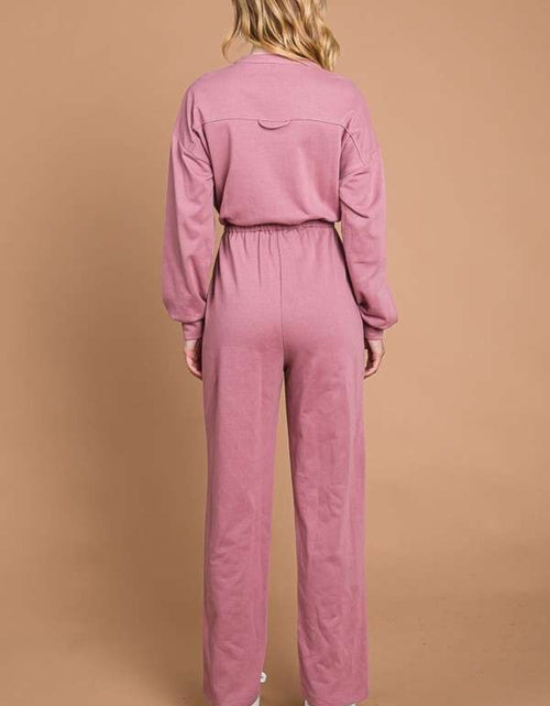 Load image into Gallery viewer, Culture Code Full Size Button Up Drawstring Waist Straight Jumpsuit
