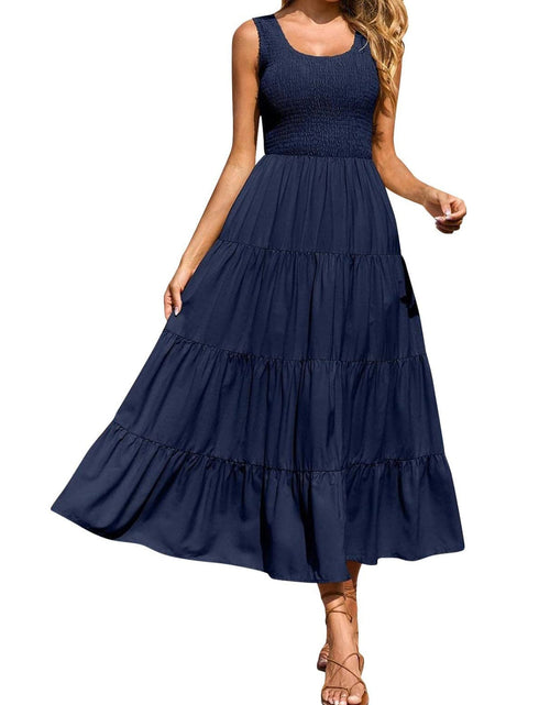 Load image into Gallery viewer, Tiered Smocked Wide Strap Dress
