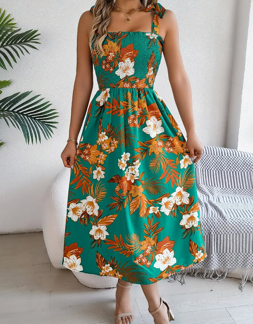 Load image into Gallery viewer, Smocked Floral Tie Shoulder Midi Dress
