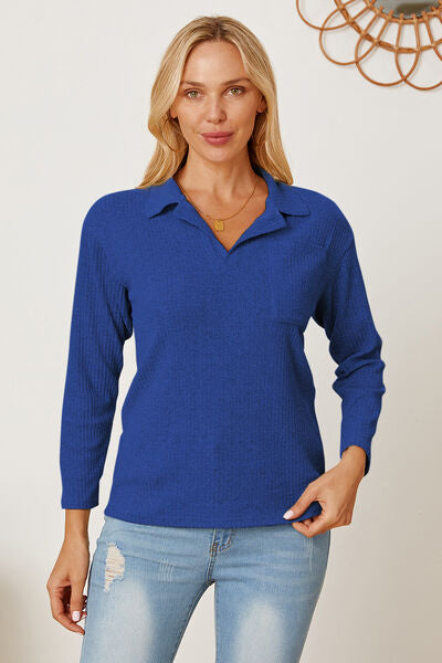 Load image into Gallery viewer, Collared Neck Dropped Shoulder T-Shirt

