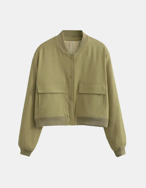 Load image into Gallery viewer, Pocketed Snap Down Baseball Collar Jacket
