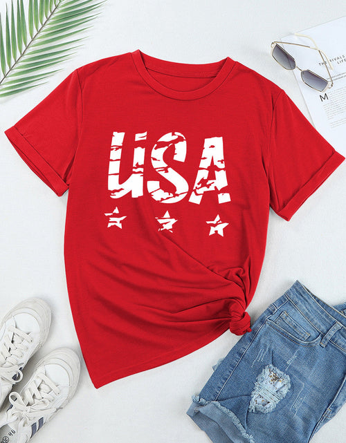Load image into Gallery viewer, USA Round Neck Short Sleeve T-Shirt
