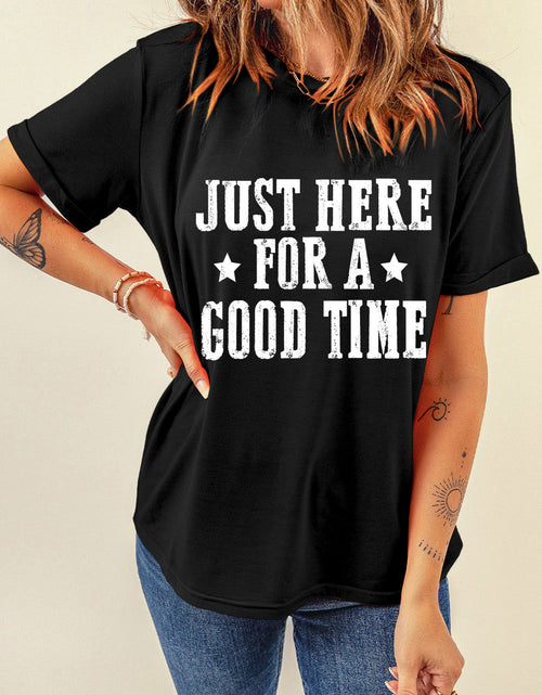 Load image into Gallery viewer, Letter Graphic Round Neck Short Sleeve T-Shirt
