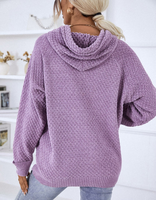 Load image into Gallery viewer, Texture Drawstring Long Sleeve Hooded Sweater
