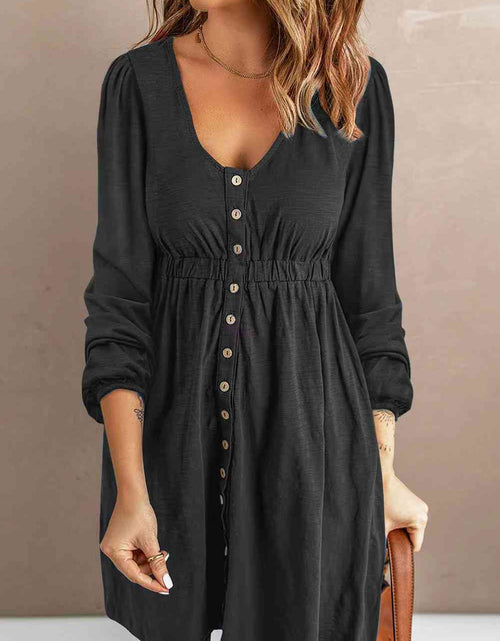 Load image into Gallery viewer, Scoop Neck Empire Waist Long Sleeve Mini Dress
