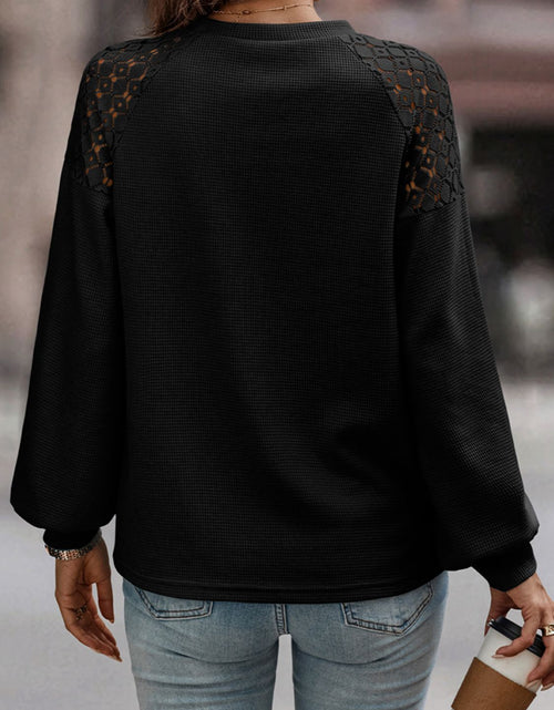 Load image into Gallery viewer, Shiny Lantern Sleeve Round Neck Blouse
