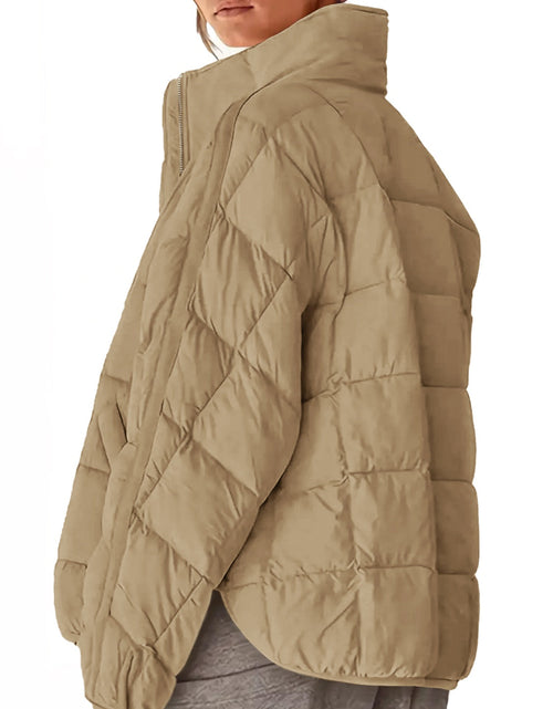 Load image into Gallery viewer, Pocketed Plaid Quilted Zip Up Winter Coat
