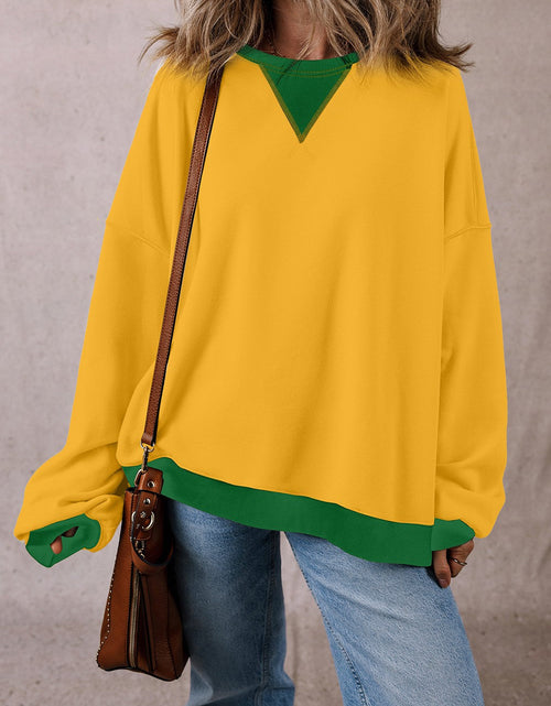Load image into Gallery viewer, Contrast Round Neck Long Sleeve Sweatshirt
