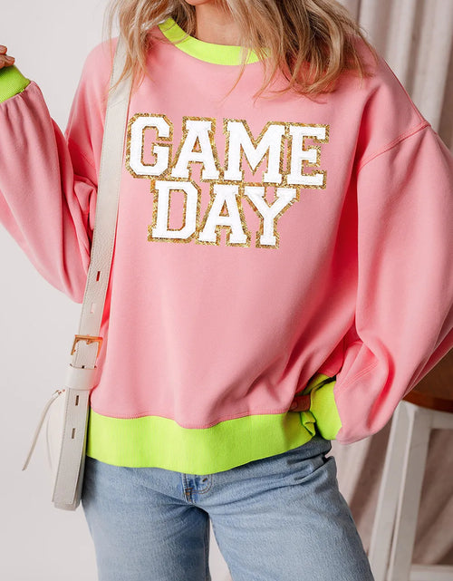 Load image into Gallery viewer, Letter Graphic Round Neck Long Sleeve Sweatshirt
