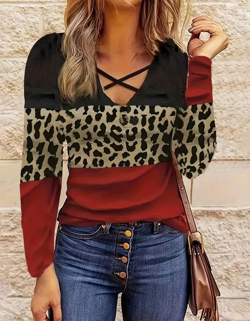 Load image into Gallery viewer, Crisscross Color Block Long Sleeve T-Shirt
