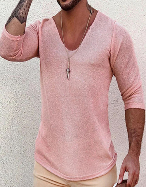 Load image into Gallery viewer, Men's Full Size V-Neck Long Sleeve T-Shirt Plus Size
