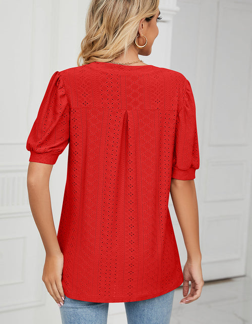 Load image into Gallery viewer, Eyelet Notched Short Sleeve T-Shirt
