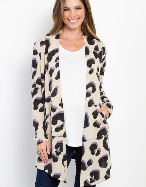 Load image into Gallery viewer, Be Stage Printed Open Front Knit Cardigan with Pockets
