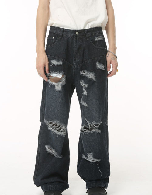Load image into Gallery viewer, Distressed Wide Leg Pocketed Men's Jeans
