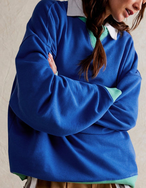 Load image into Gallery viewer, Contrast Dropped Shoulder Long Sleeve Sweatshirt

