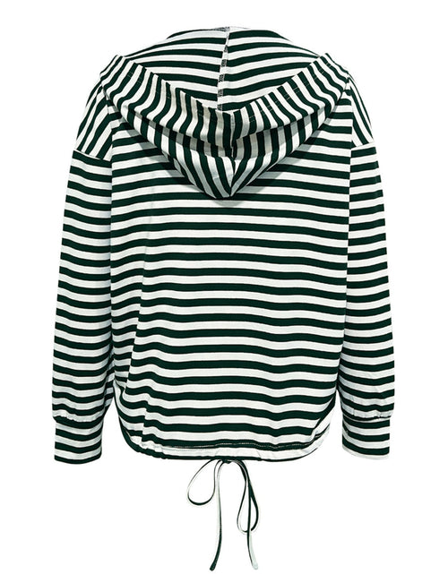 Load image into Gallery viewer, Drawstring Striped Long Sleeve Hoodie
