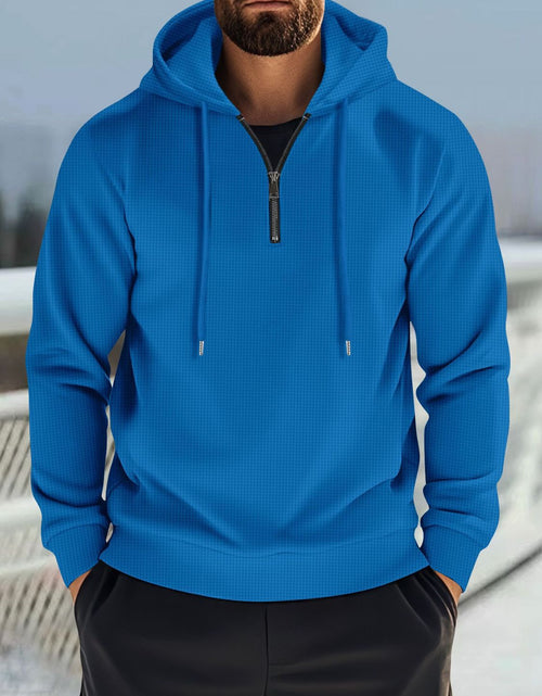 Load image into Gallery viewer, Men's Full Size Quarter Zip Long Sleeve Drawstring Hoodie Plus Size
