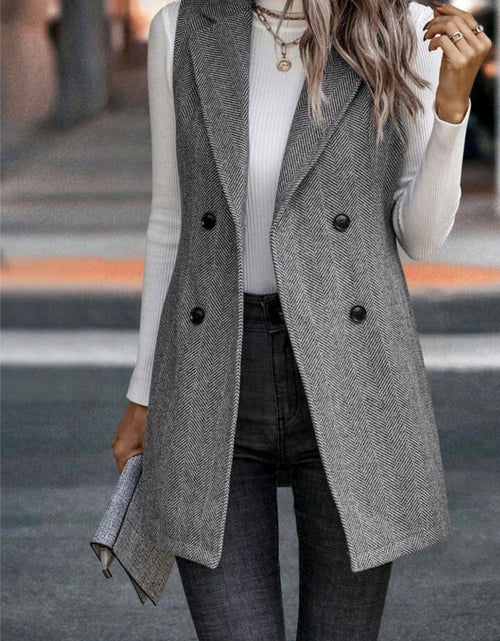 Load image into Gallery viewer, Buttoned Collared Neck Longline Vest Coat
