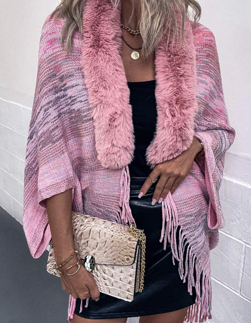 Load image into Gallery viewer, Open Front Fringe Hem Poncho
