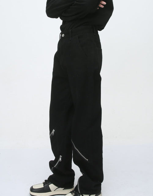 Load image into Gallery viewer, Men's Zip Decor Straight Leg Jeans
