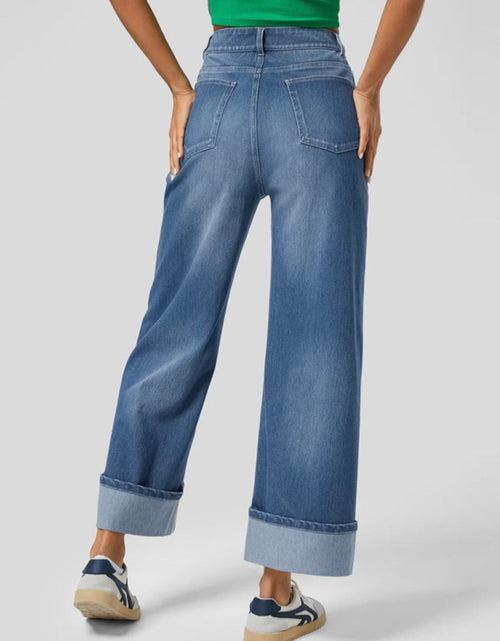 Load image into Gallery viewer, High Rise Rolled Straight Leg Jeans
