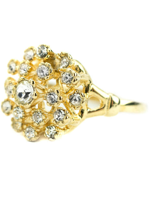 Load image into Gallery viewer, Vintage Clear Austrian Crystal Burst Ring 18k White Gold Electroplated Made in USA by PVD Vintage Jewelry
