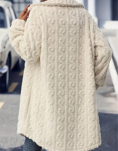 Load image into Gallery viewer, Fuzzy Button Up Long Sleeve Longline Coat
