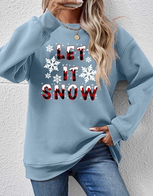 Load image into Gallery viewer, LET IT SNOW Round Neck Long Sleeve Sweatshirt
