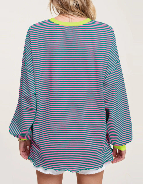 Load image into Gallery viewer, Contrast Striped Long Sleeve Sweatshirt
