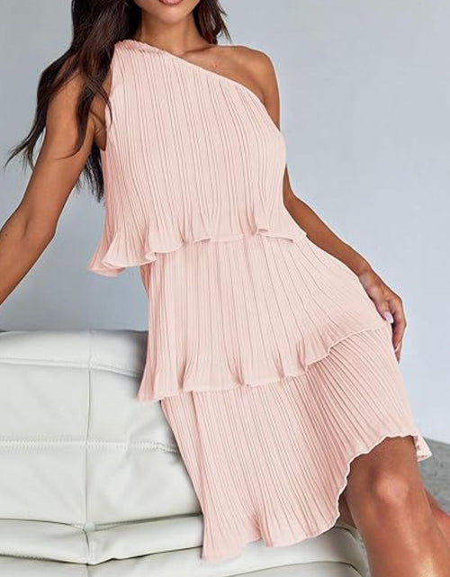 Load image into Gallery viewer, Layered Single Shoulder Mini Dress
