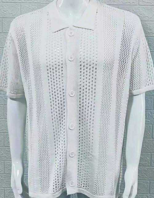 Load image into Gallery viewer, Men's Button Down Collared Neck Hollow Out Shirt
