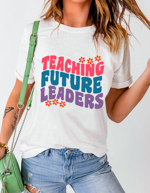 Load image into Gallery viewer, Letter Graphic Round Neck Short Sleeve T-Shirt
