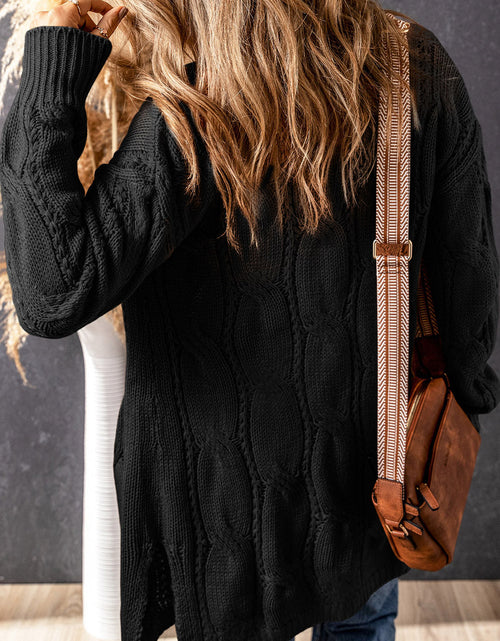 Load image into Gallery viewer, Cable-Knit Dropped Shoulder Slit Cardigan
