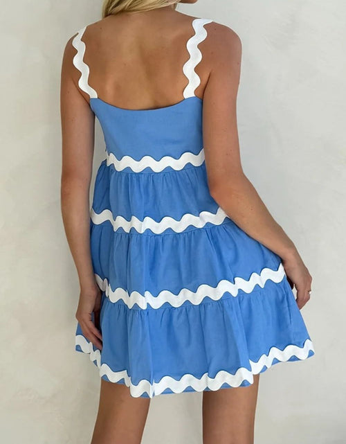 Load image into Gallery viewer, Contrast Trim Square Neck Tiered Dress
